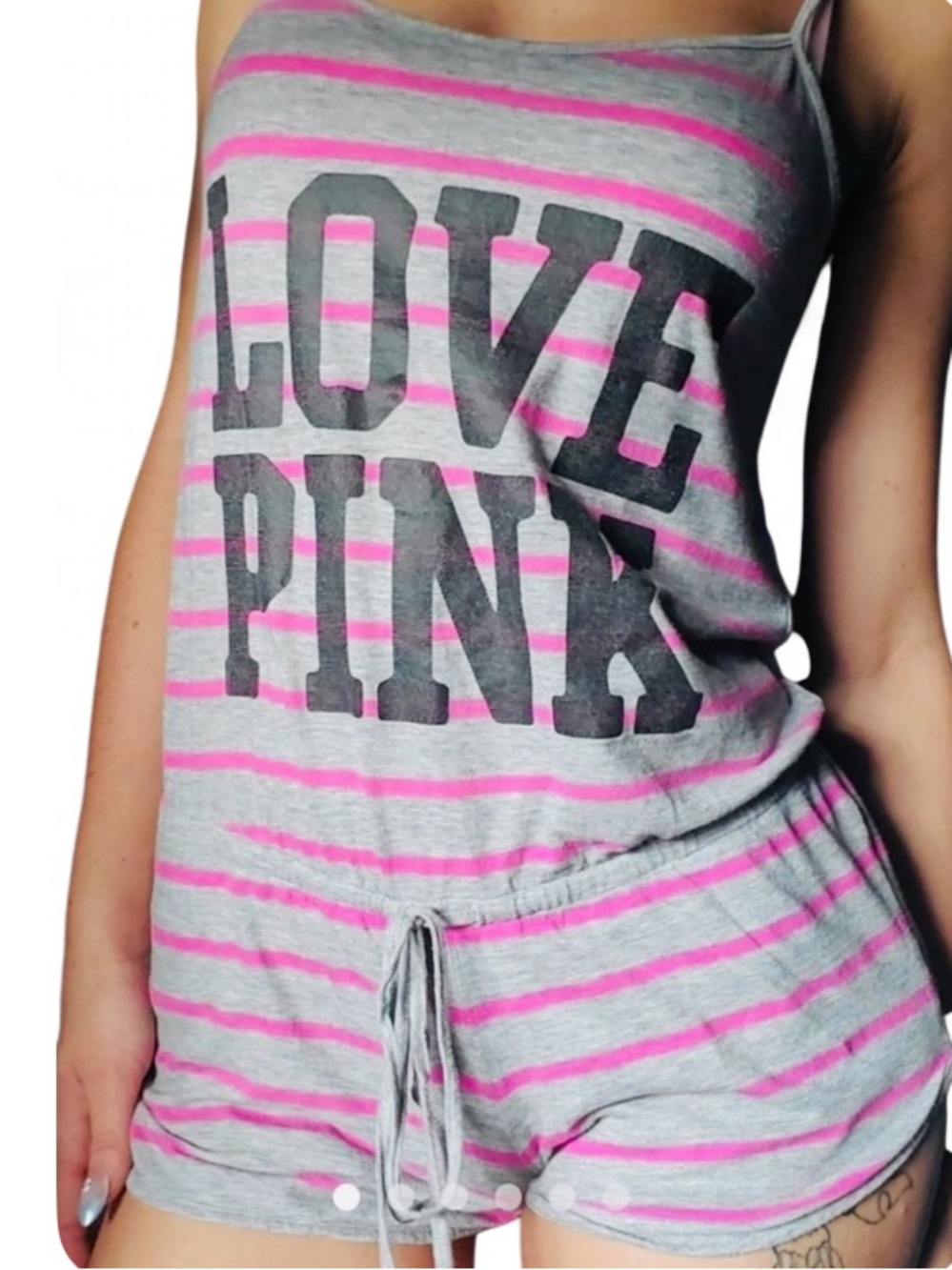 🆕🫶 I Only Sleep In PINK Vintage Y2K Romper XS Victoria Secret GUC - Picture 11 of 15